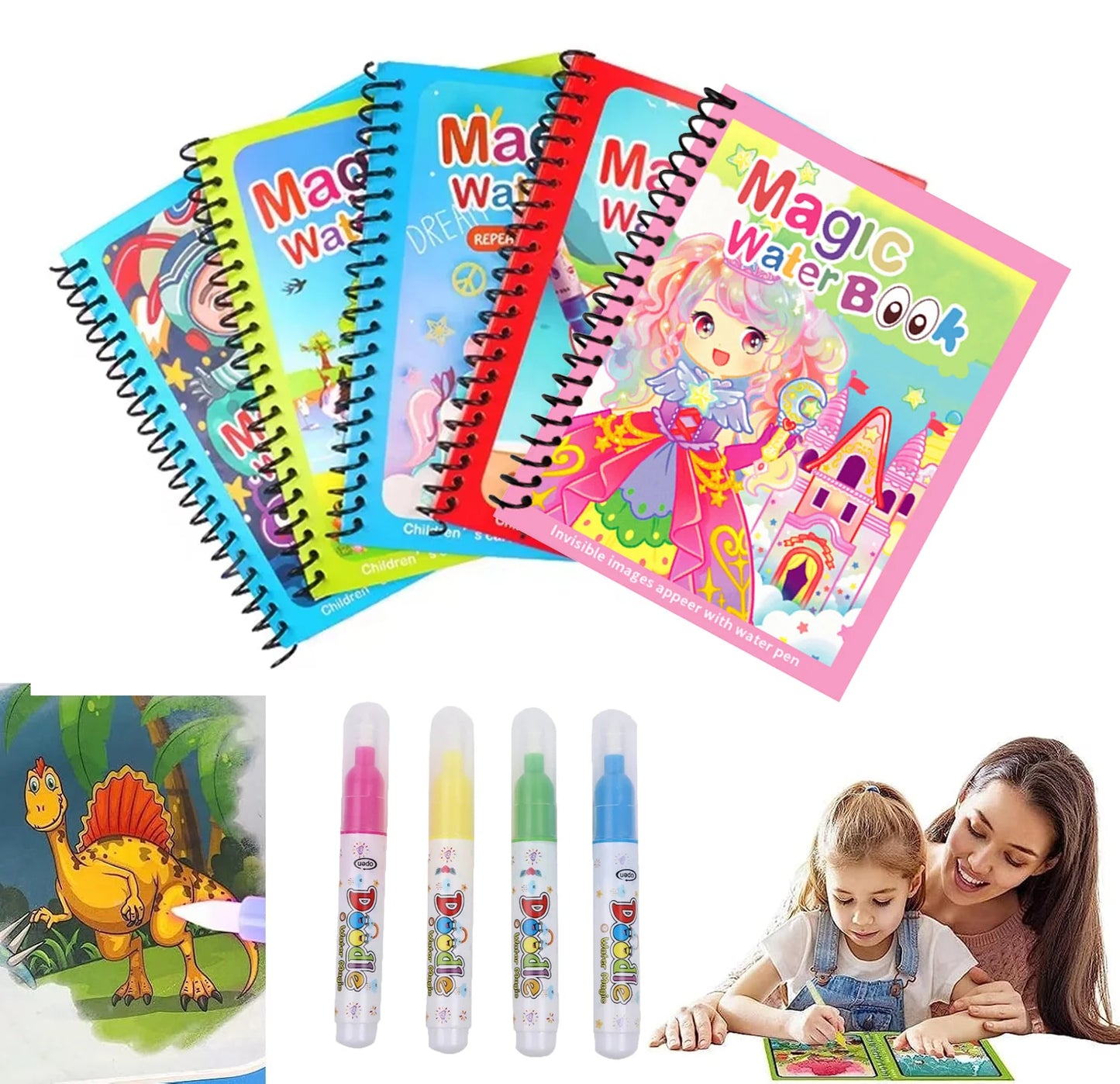 Cartoon Watercolor Painting Magic Book Kids Graffiti Coloring Water Picture Book Sensory Early Education Puzzle Drawing Toys