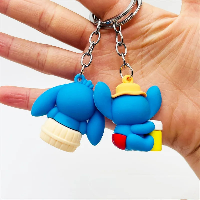 10Pcs/Lot Cartoon Keychain Cartoon Lilo & Stitch Cute Doll Keyring Ornament Key Chain Car Kids Gifts