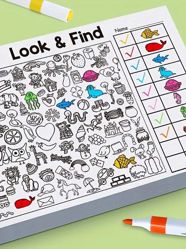 Kids Hidden Object Coloring Book Interactive Educational Matching Game Kids Early Learning Activities Enhance Visual Perception