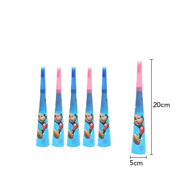 Mickey Mouse Birthday Party Decoration Blue Mickey Tableware Cups Plates Balloons Backdrop Pannents Gift Bag Kids Party Supplies