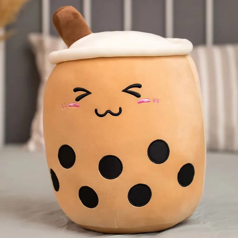 Kawaii Milk Tea Cup Plush Pillow 23cm Stuffed Food Fruit Boba Doll Ultrasoft Stuffed Plush Tea Shop Kids Toys Birthday Gift