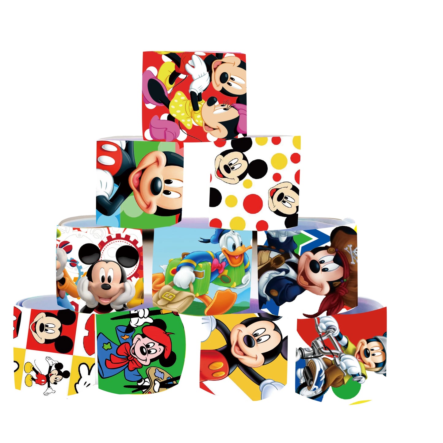 12Pcs Disney Mickey Mouse Series Slap Bracelet Bracelet Wristbands DIY Pat Circle Bracelet Children Fun Gifts Birthday Gifts