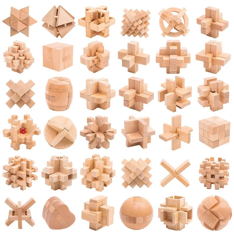Wooden Luban Lock Unlock Interlock Game Brain Teaser Puzzle Inteligencia Rompecabezas 3D De Madera Montessori Educational Toys