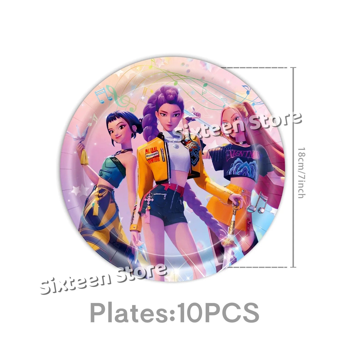 Demones Hunt Cartoon Anime Party Supplies Cutlery Set with Warrior Banner Plate Cake Topper K--Pop Cup for Birthday Party supply