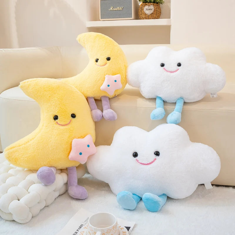 Smilling Cloud Moon with Legs Plush Toy Cute Soft Baby Appease Company Stuffed Doll Home Decor Pillow Birthday Gift for Kid Girl