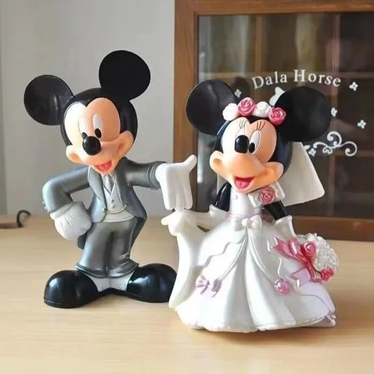 2 pcs/set Disney 7 cm Minnie Mickey Mouse marry Action disney China red  dolls  kids Toy Figures wedding present  gift