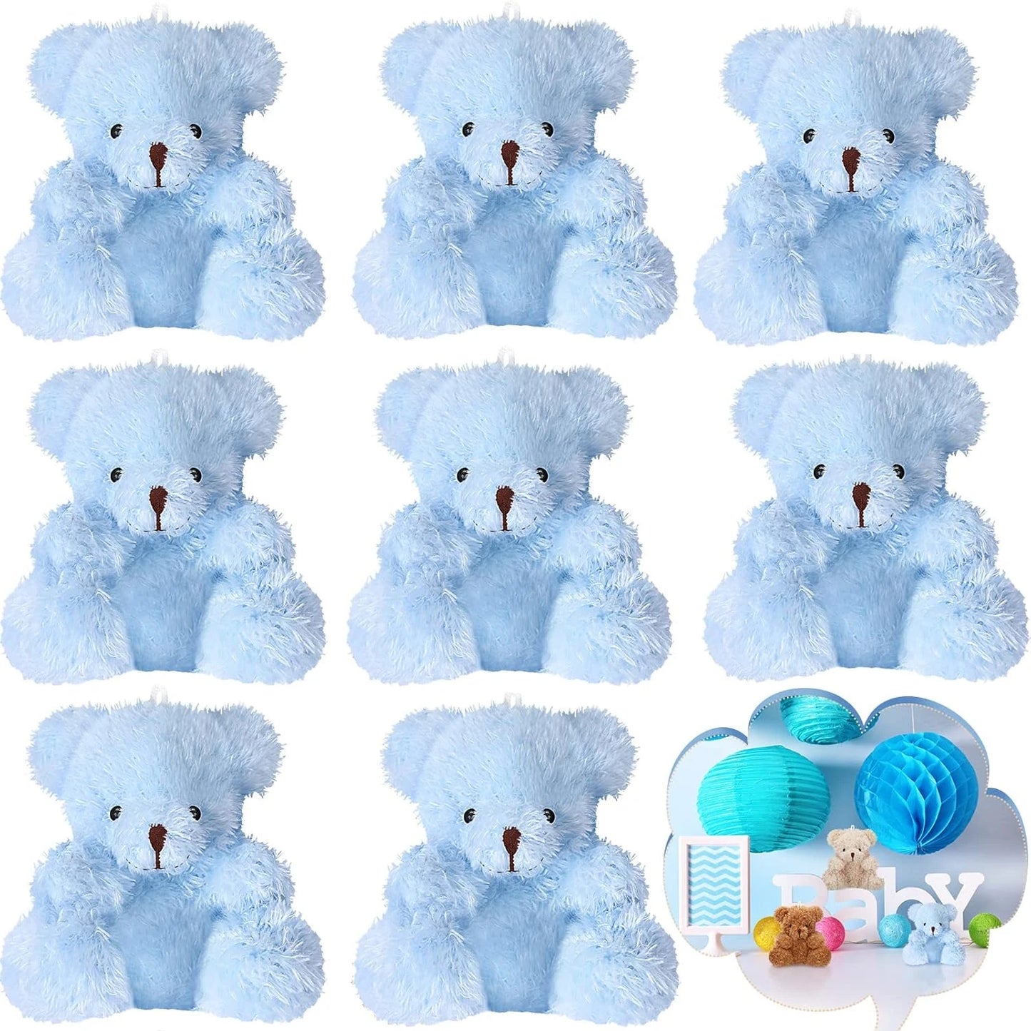 12-96PCS Mini Bear Plush Stuffed Small Teddy Bear Bulk Animal Toy Bear Doll Keychain for Baby Shower Birthday Gifts Party Favors