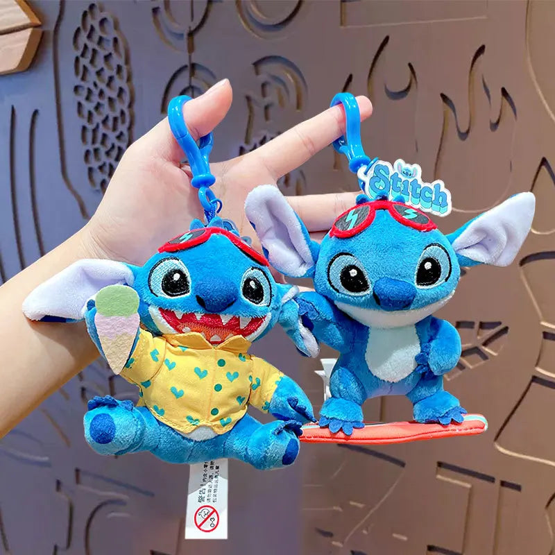 Original Disney Stitch Lotso Sullivan Woody Plush Dolls keychain Angel Stitch Mr.Q Alien Stuffed Toy Pendant Kids Birthday Gift