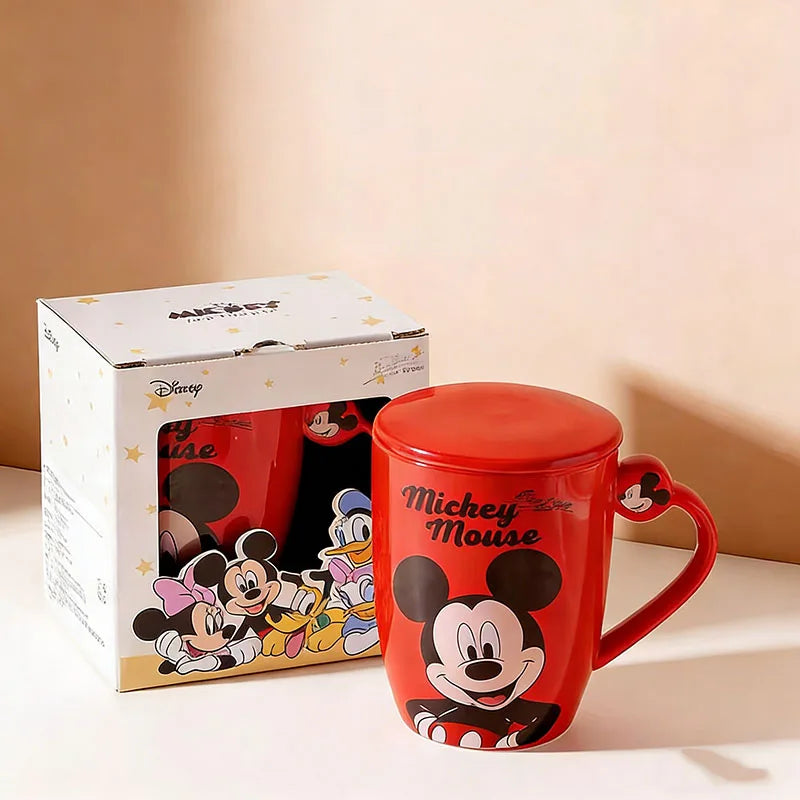 Mickey Mouse Collaboration Cartoon Mug with Lid Durable Student Drinkware Household Breakfast Milk Cup Elegant Gift Box