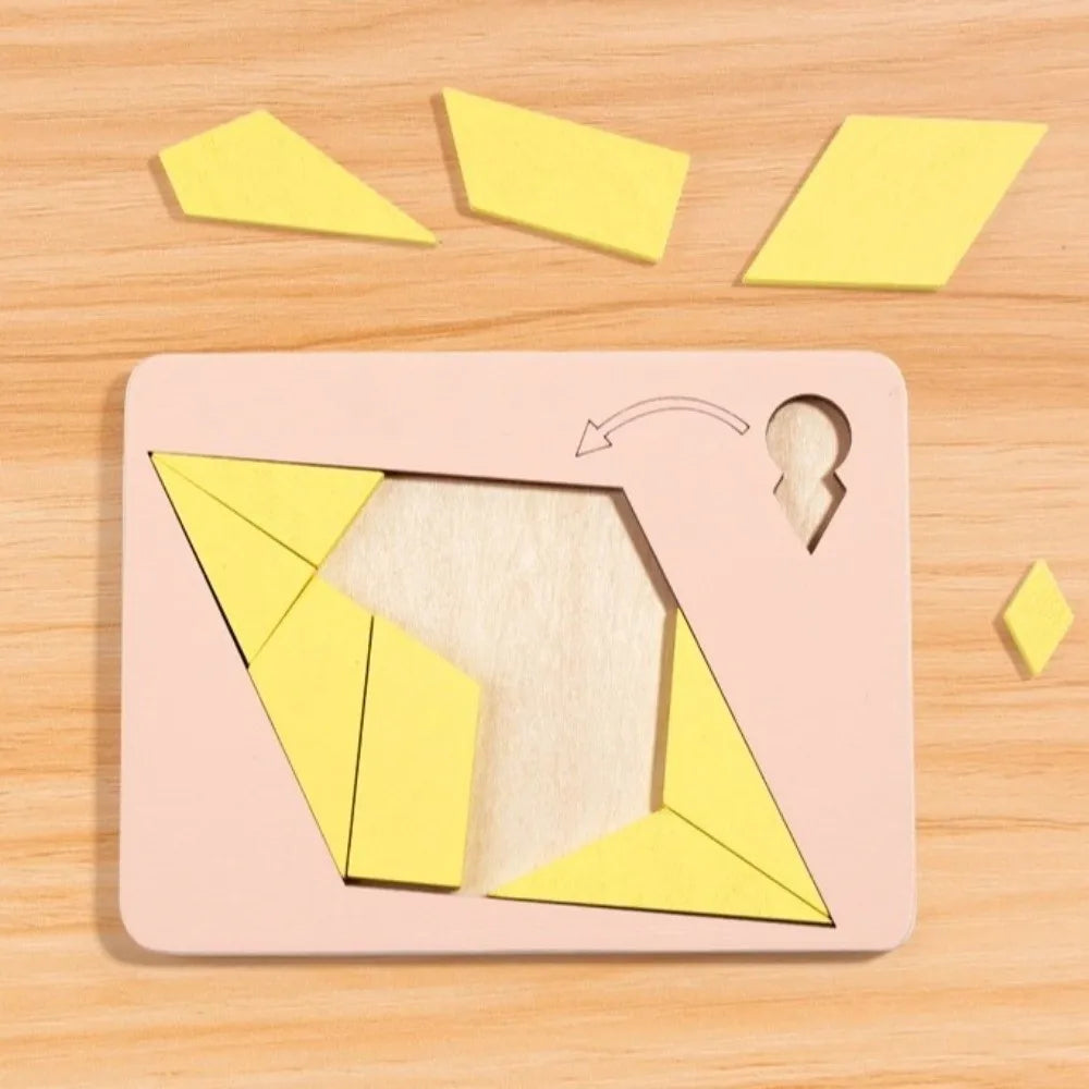 Irregular Shape Triangle Puzzle Colorful Logic Training Wooden Block Puzzle Montessori Three-Dimensional Brain Teaser Game