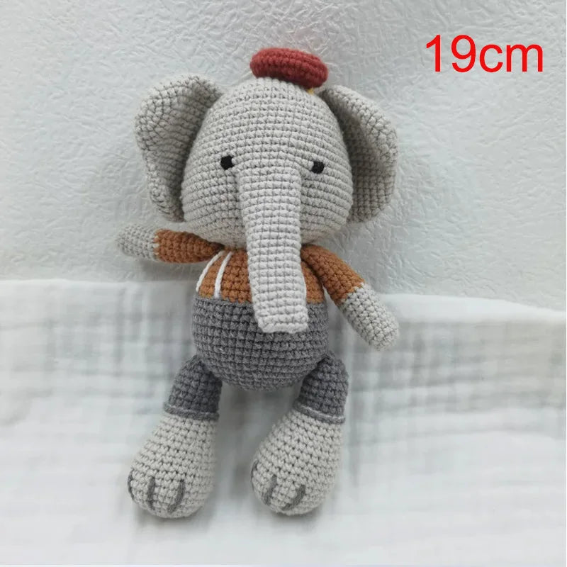 Amigurumi Elephant Lion Doll Baby Stuffed Animal Doll kawaii Handmade Knitted Plush Lion Toy Newborn Accompany Doll Room Decor