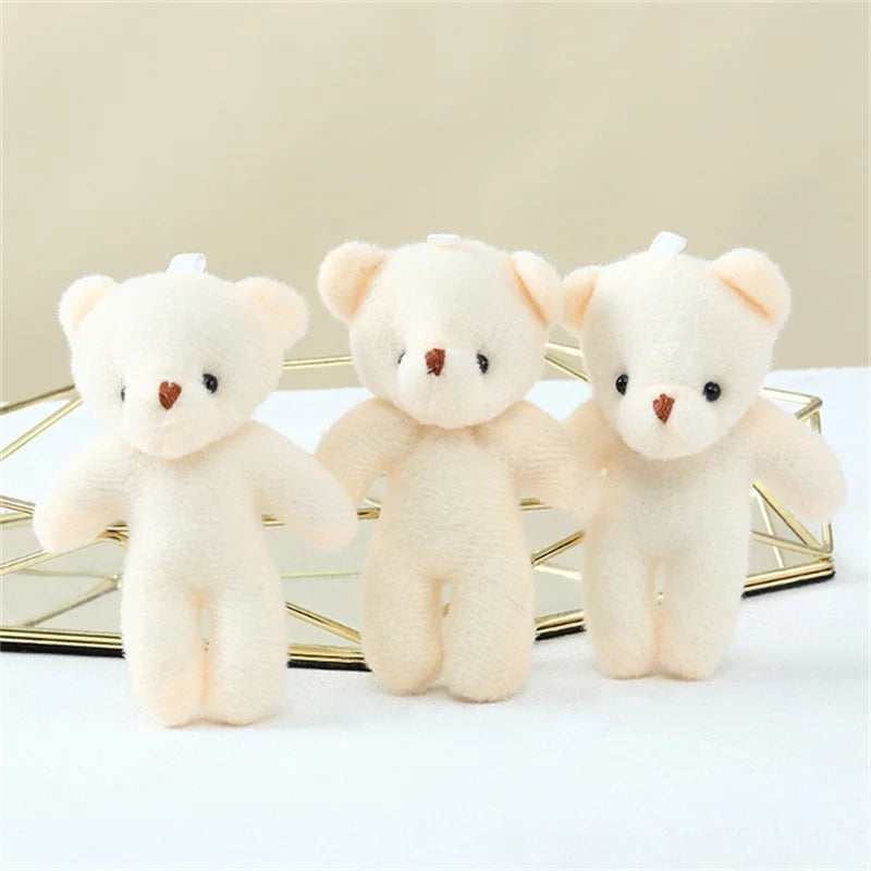 10/50pcs/lot 11CM Mini Multi-function Teddy Stuffed Plush Toy Lovely White Bear Doll Toy Backpack Keychain Birthday Party Gifts