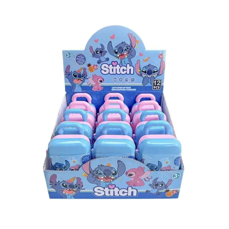 Disney 12pcs New Stitch  Blind Box Luggage Case Toy Blind Box Doll Educational Cartoon Cute Keychain Gifts